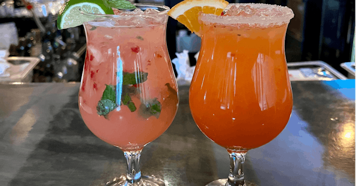 Citrus Avenue (right), Strawberry Mojito Mocktail (left)