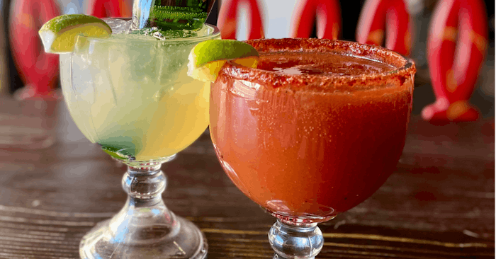 Champagne-rita (left), Nonalcoholic Michelada (right)
