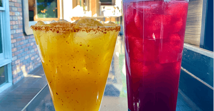 Mambacita Mango Margarita (left), Blackberry Bourbon Smash (right)